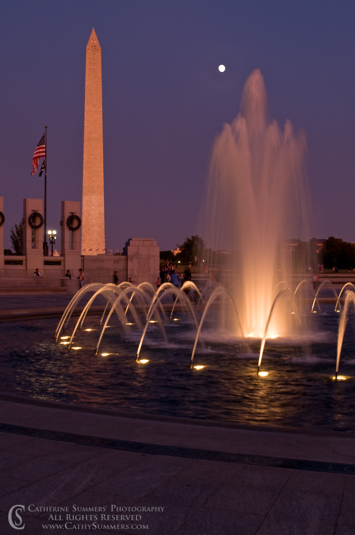 Full Moon, Washington Monument and World War II Memorial Fountain #2: Washington, DC