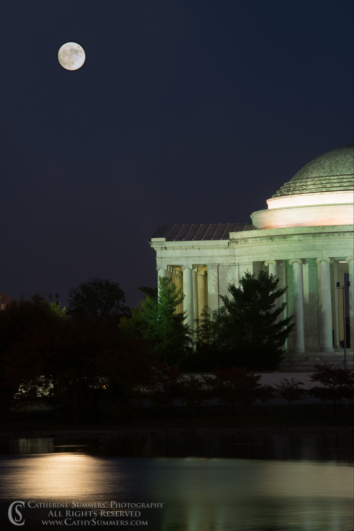 Full Moon and Jefferson Memorial after dusk: Washington, DC