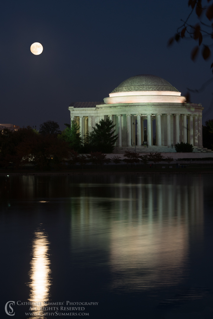 Autumn Moon Rise at Jefferson Memorial with Reflection in the Tidal Basin: Washington, DC