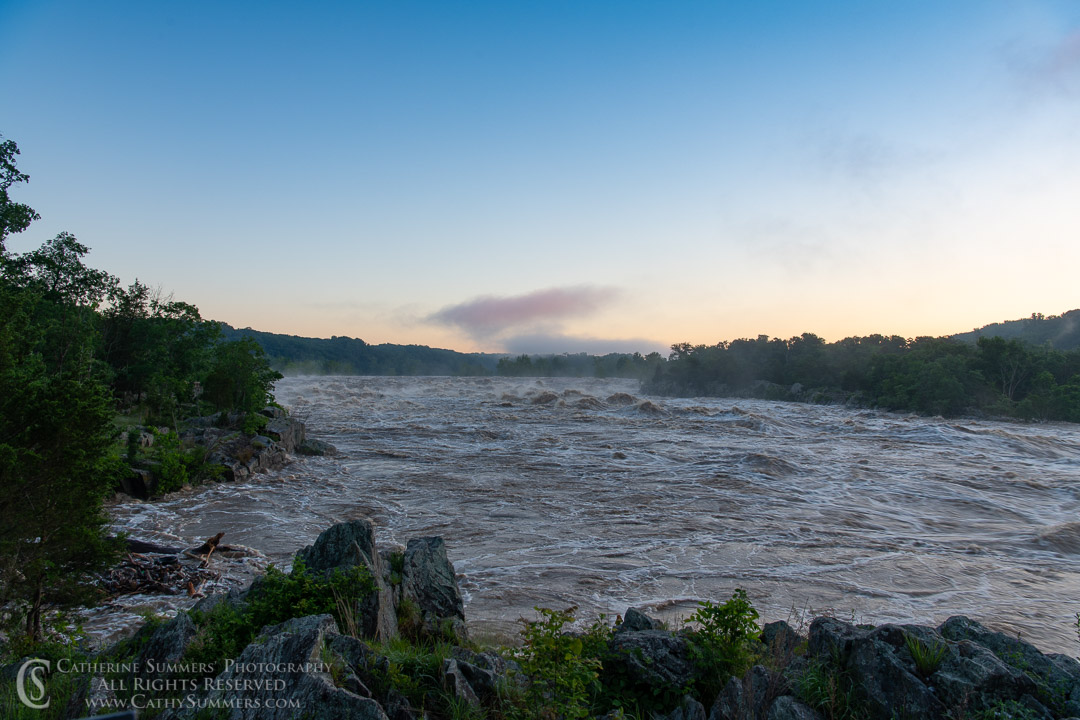 Dawn and a Flooded Potomac River at Great Falls: Great Falls National Park, Virginia
