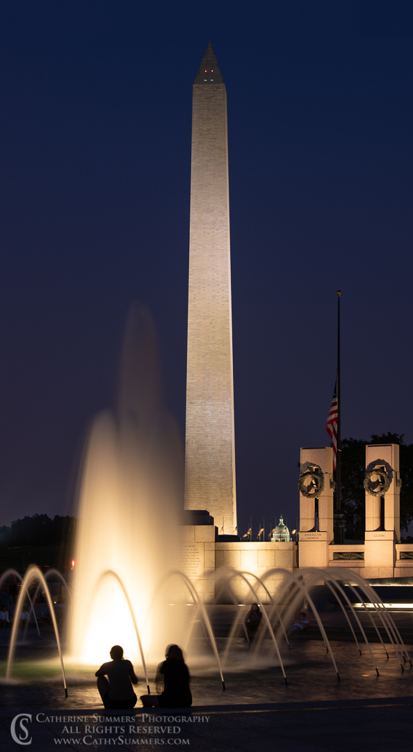Washington Monument and World War II Memorial at Dusk: Washington, DC