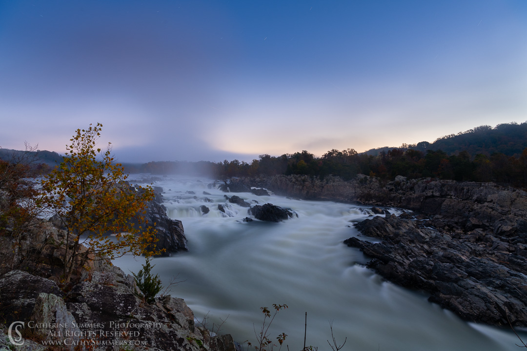 Great Falls of the Potomac - Long Exposure (with star trails) Before an Autumn Dawn: Great Falls National Park, Virginia