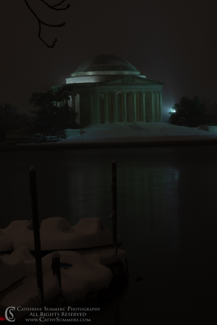 Snow Covered Paddle Boats and Jefferson Memorial