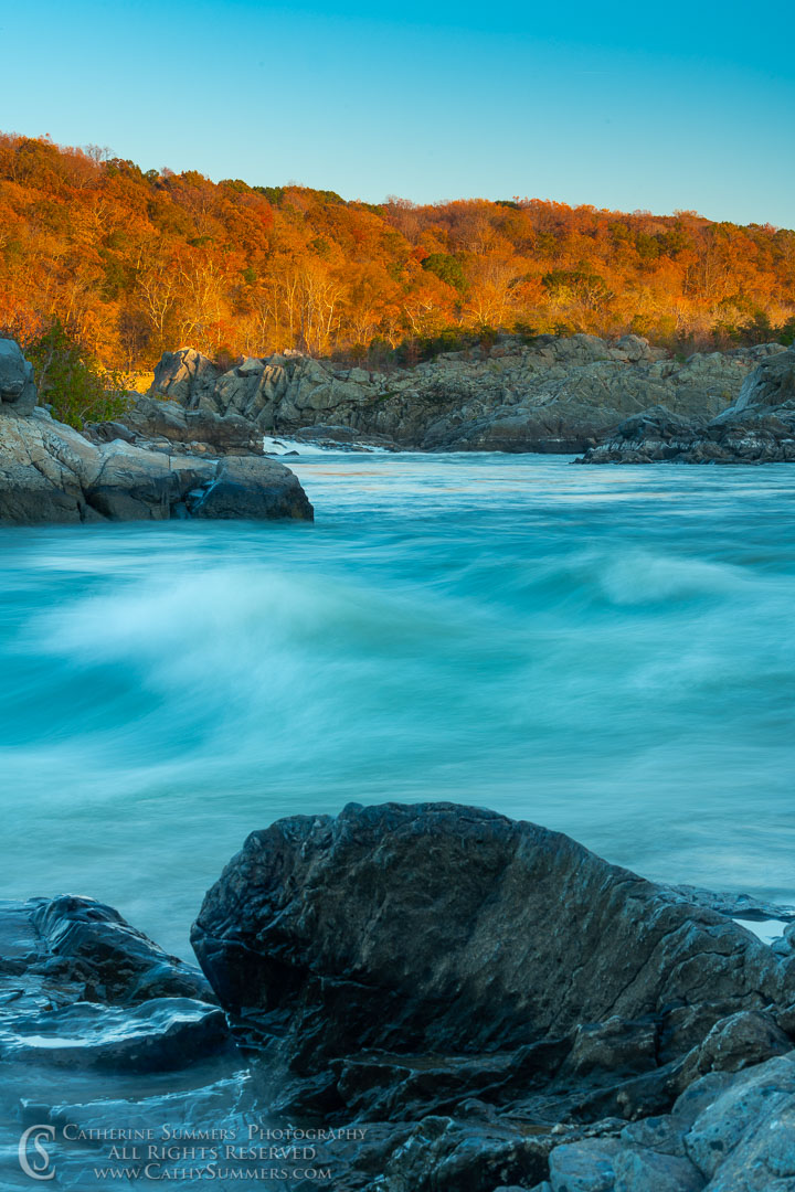20191106_022: vertical, Great Falls, autumn, rocks, whitewater, long exposure, Potomac River, motion blur