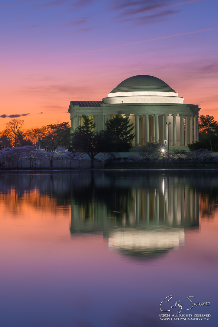 Dawn Brightens the Sky Over the Jefferson Memorial and Tidal Basin