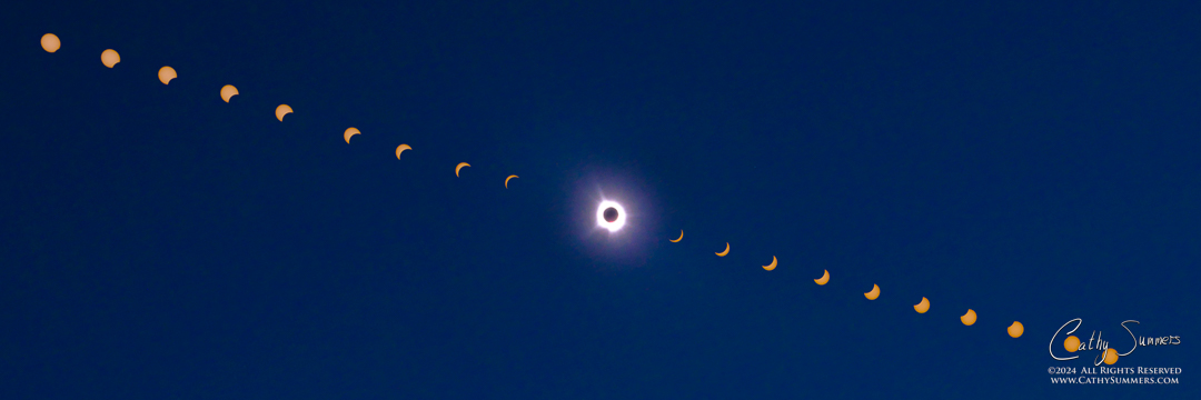20240408_NZ90114-2: moon, corona, eclipse, sun, totality, composite photo, panorama, 2024 Solar Eclipse, partial phases