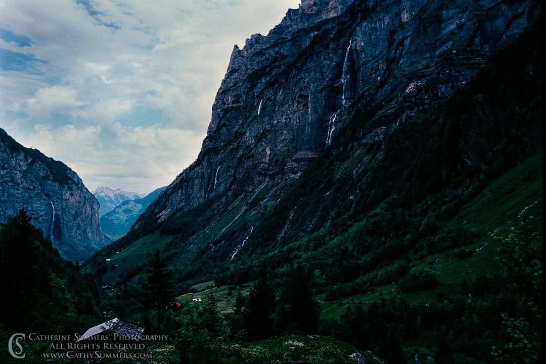 1983_Swiss_Alps_007: waterfall, alps, glacial valley, Lauterbrunnen