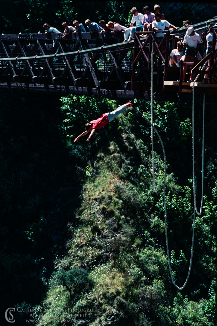 1988_NZ_010: vertical, New Zealand, South Island, bungee jumping, Queenstown