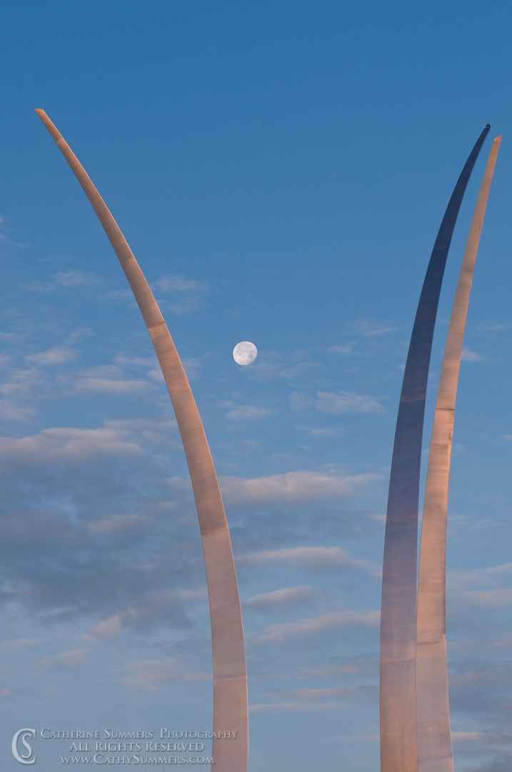 Air Force Memorial and Moon at Dawn #1: Washington, DC