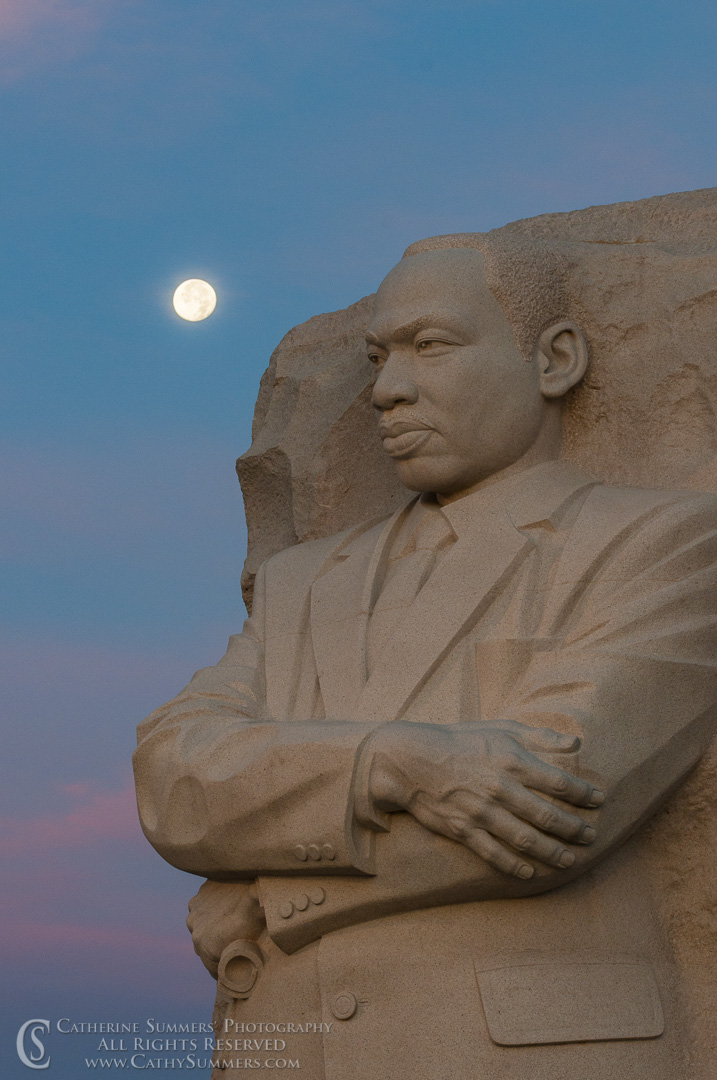 Martin Luther King Memorial and Full Moon at Dawn #1: Washington, DC