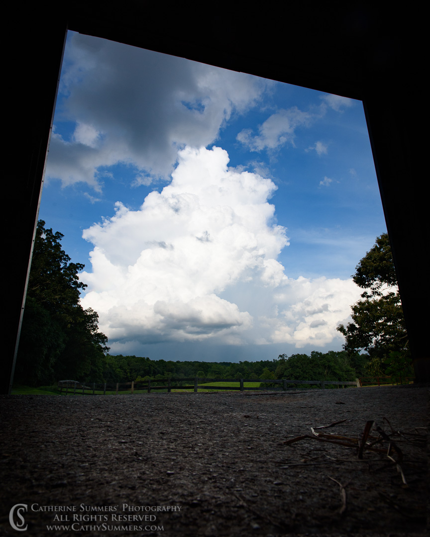 Storm Clouds Over Charlottesville Framed by the Barn Doorway