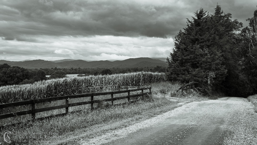 Storm Brews Over the Blue Ridge Mountains on a Summer Morning - B&W