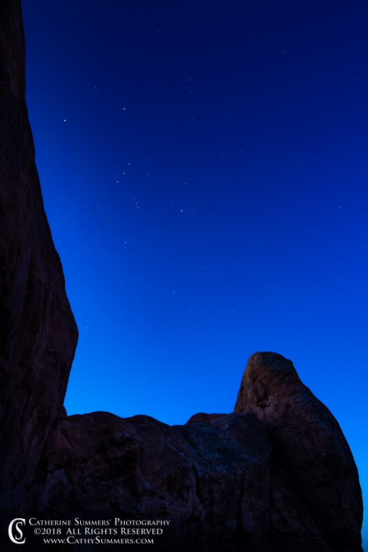 Orion and North Window Arch Before Dawn: Arches National Park