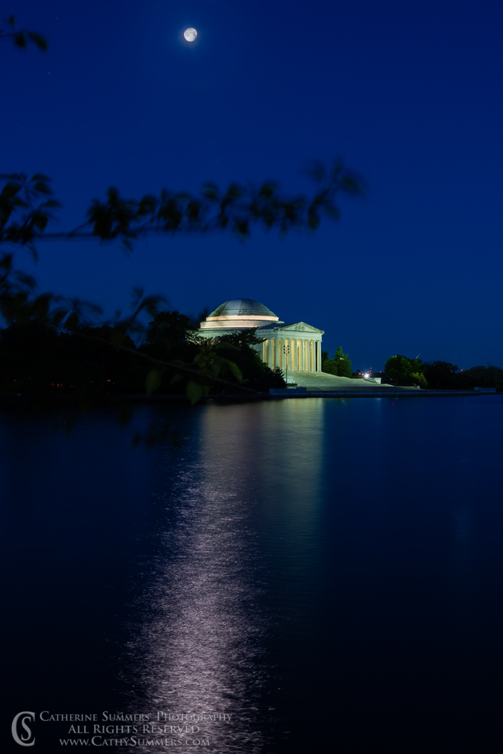 Full Moon Over the Jefferson Memorial Before Dawn