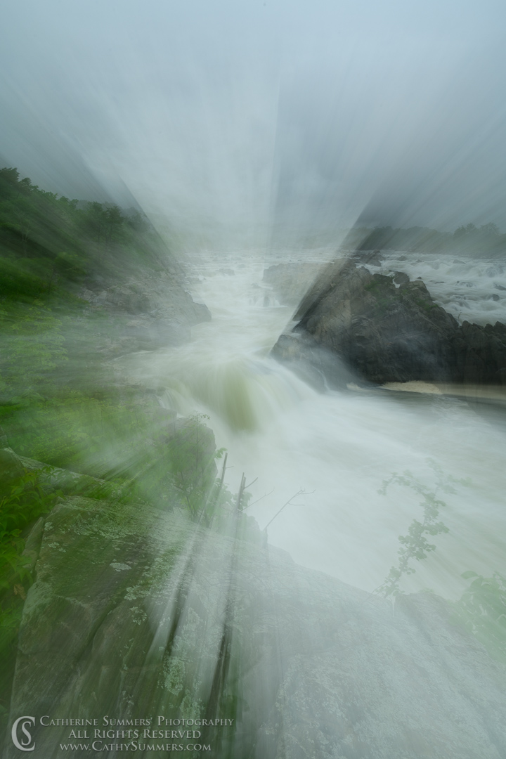 In Camera Zoom During Long Exposure at Great Falls National Park on a Foggy Spring Morning