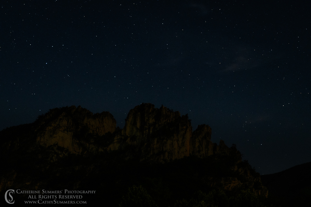 Moonlight on Seneca Rocks on a Starry Summer Night