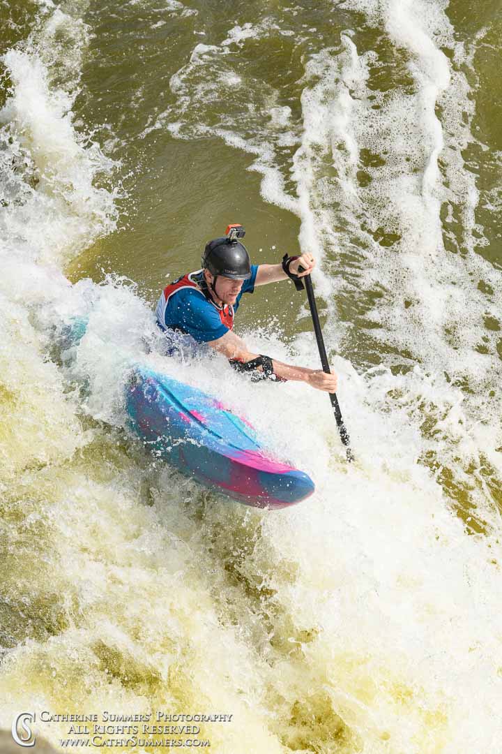 20190817_193: vertical, Great Falls, waterfall, canoe, whitewater, C-1, Potomac River, downriver, race, The Spout, Seth Chappelle, C1
