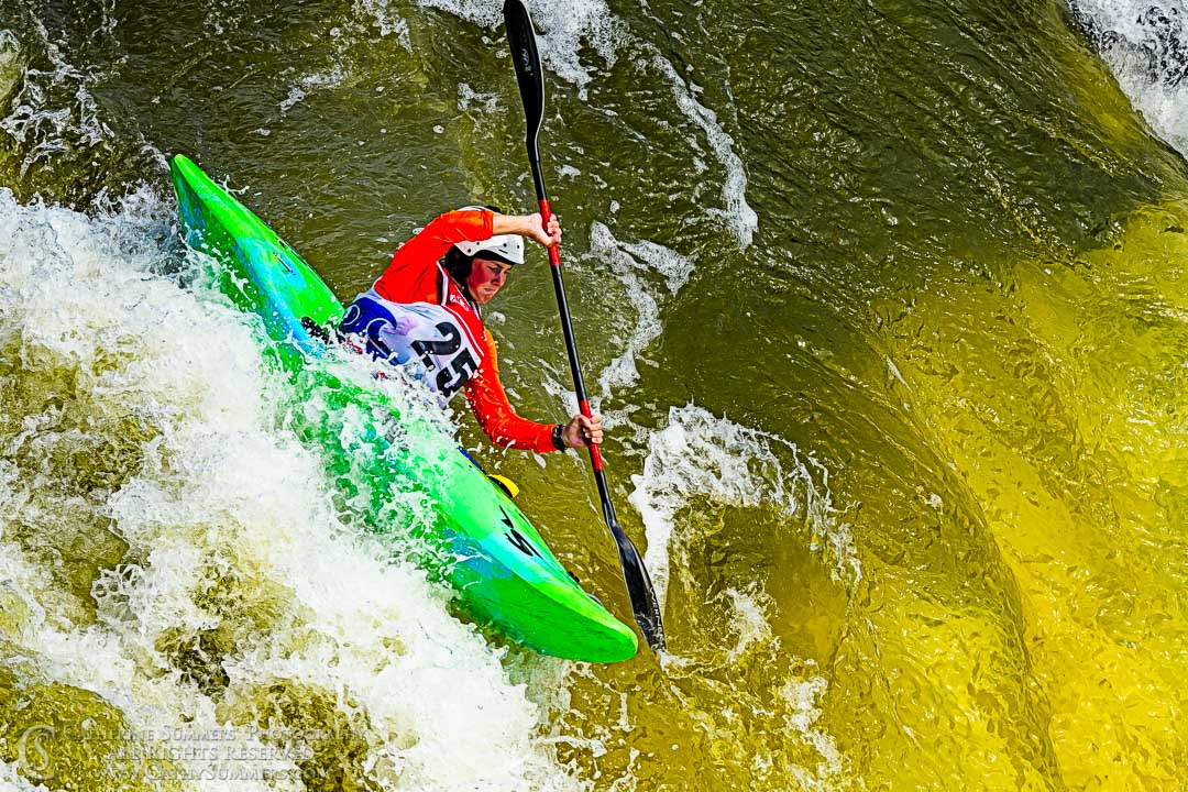 Kayaker Runs The Spout at Great Falls Race - Dry Brush Effect