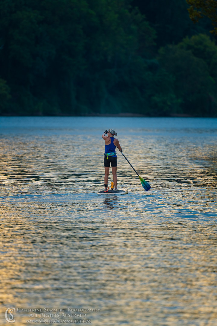 Standup Paddleboarder on the Potomac River in the Late Afternoon