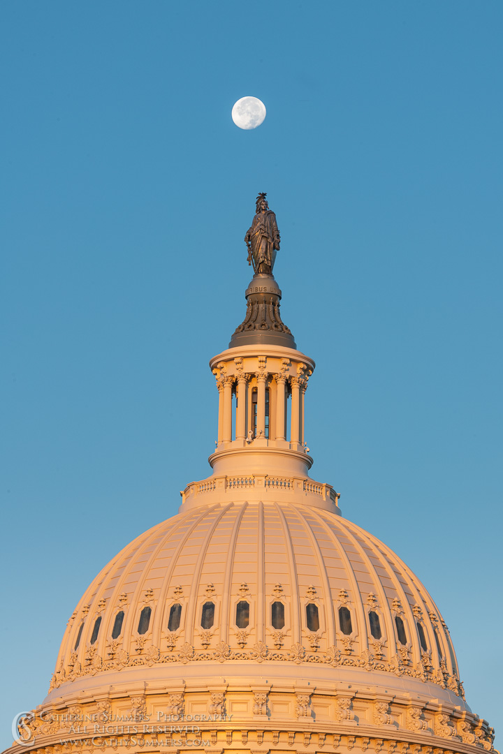 Moonset Over the US Capitol