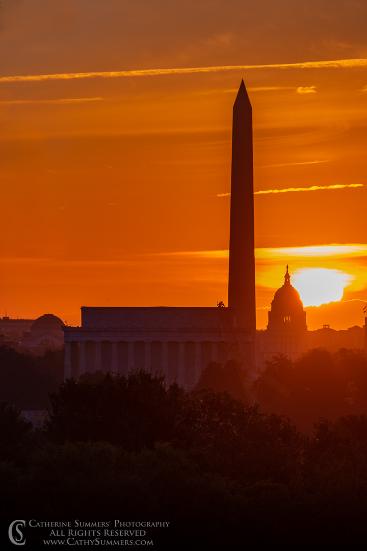 Sunrise Over the Lincoln Memorial, Washington Monument and US Capitol