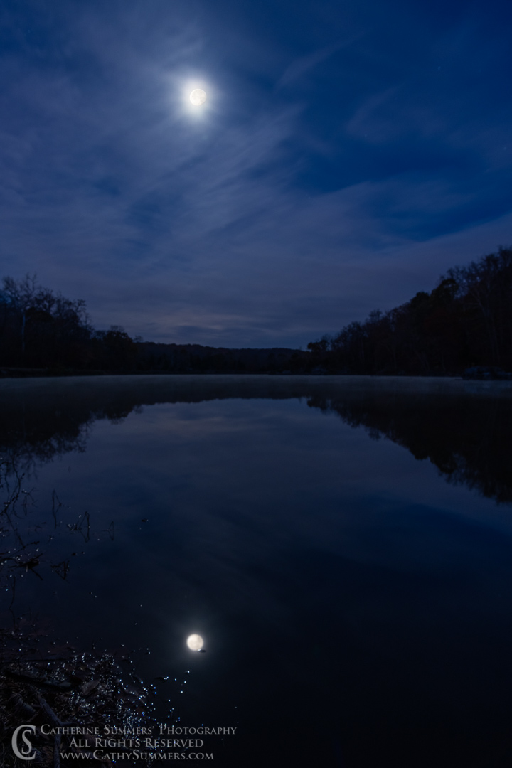 Waning Full Moon Over the C&O Canal at Widewater Canal Before Dawn