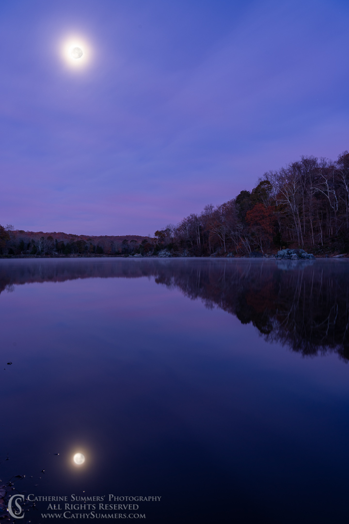 Dawn Approaches as a Waning Full Moon Sets Over the C&O Canal at Widewater