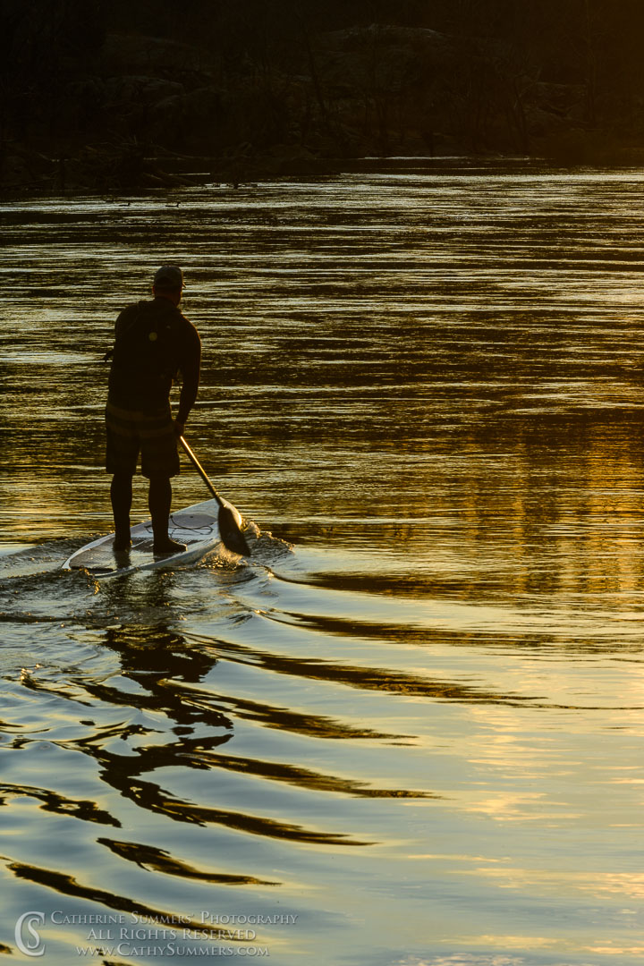 Standup Paddleboarder Silhouette on the Potomac River at Angler's Inn