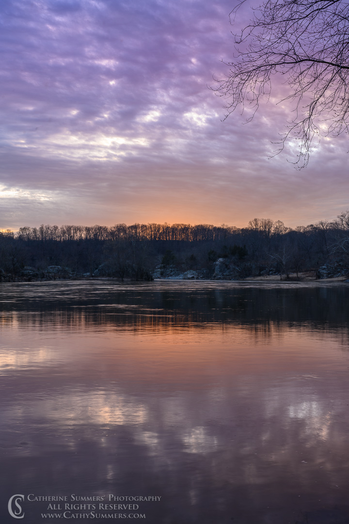 Sunset and Reflection in the Potomac River at Angler's Inn on a Winter Afternoon