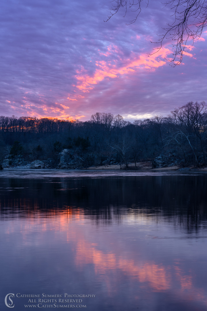 Sunset and Reflection in the Potomac River at Angler's Inn on a Winter Afternoon
