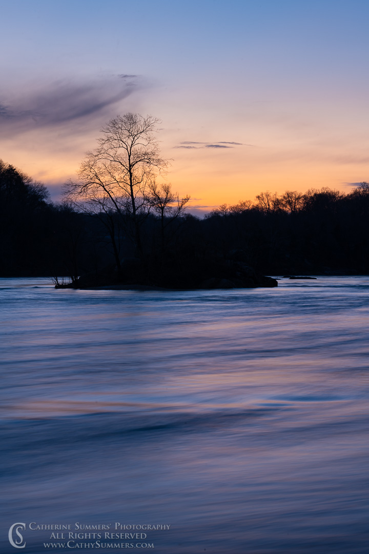 Sunset Colors and Reflection in the Potomac River Above Stubblefield Falls on a Winter Afternoon