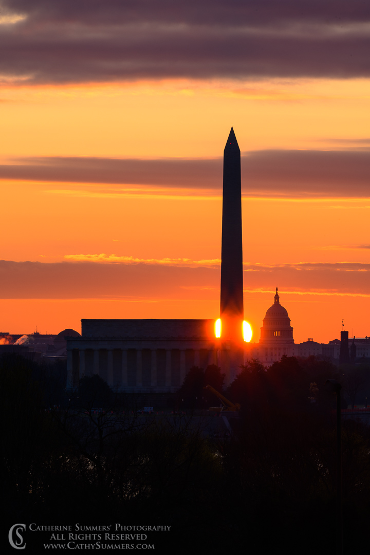 Sunrise Behind the Washington Monument from Arlington