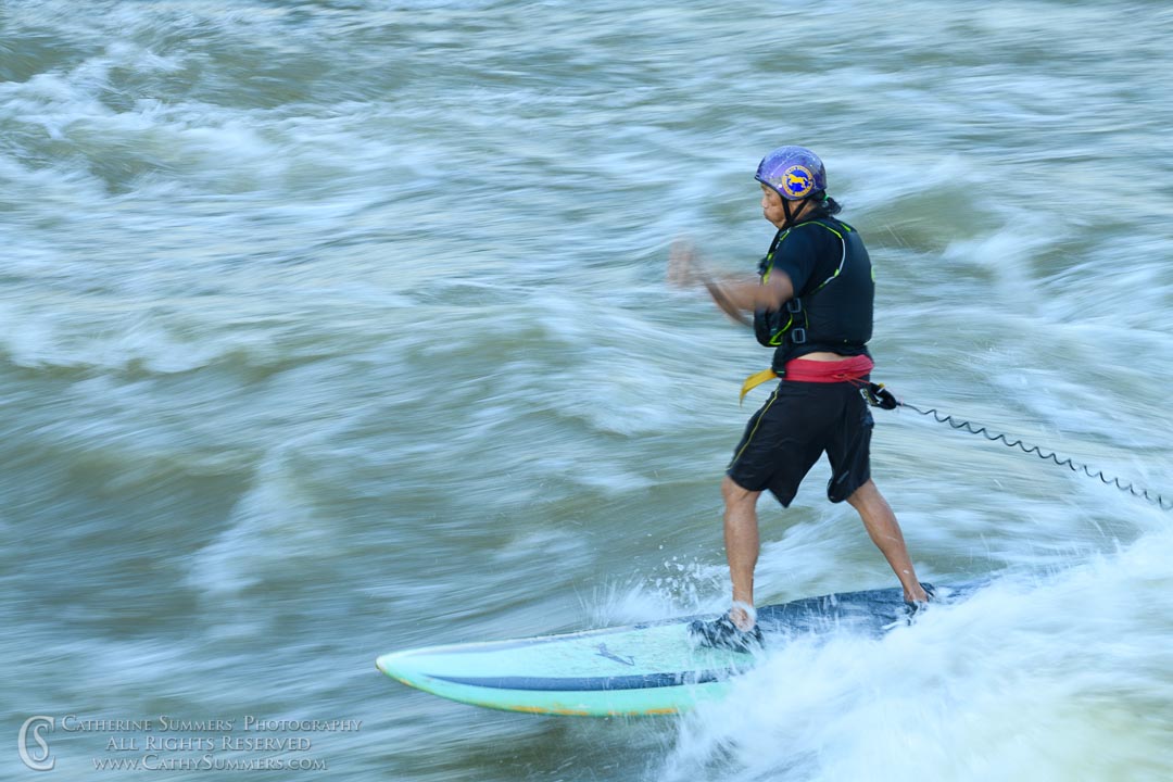 20200612_005: horizontal, whitewater, surfing, O'deck, long exposure, Potomac River, motion blur, standup paddleboard