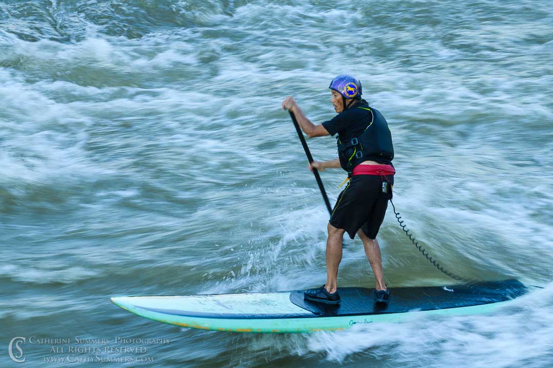 20200612_010: horizontal, whitewater, surfing, O'deck, long exposure, Potomac River, motion blur, standup paddleboard