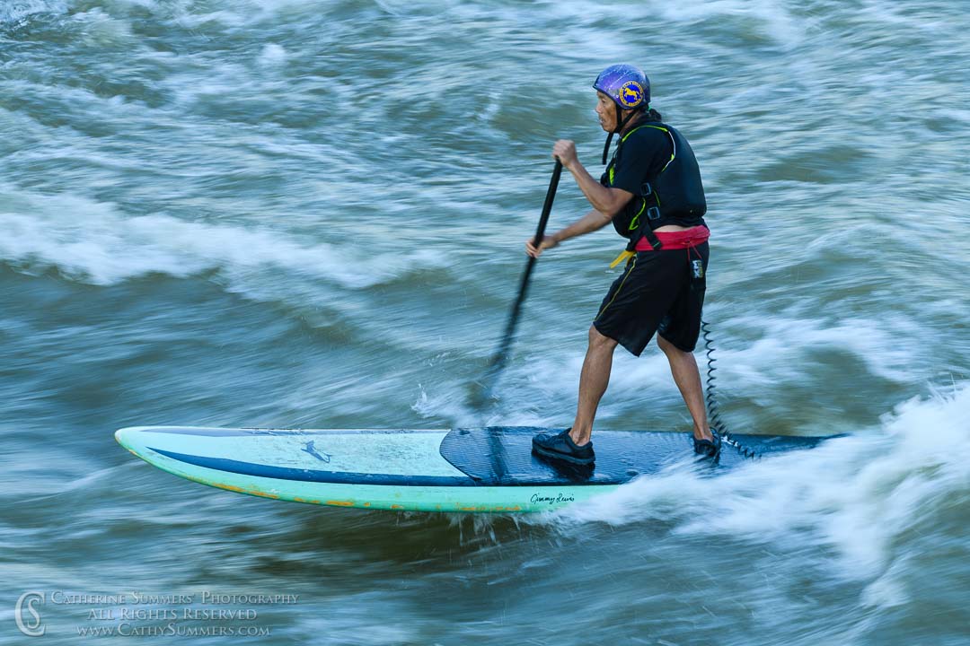 20200612_011: horizontal, whitewater, surfing, O'deck, long exposure, Potomac River, motion blur, standup paddleboard