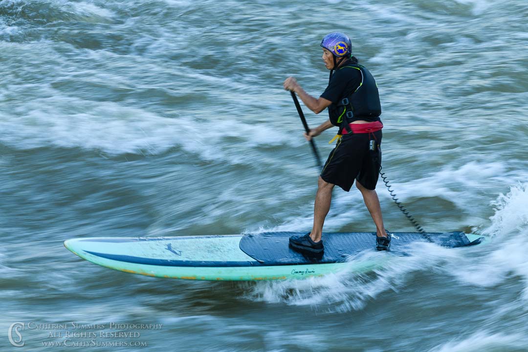 20200612_012: horizontal, whitewater, surfing, O'deck, long exposure, Potomac River, motion blur, standup paddleboard