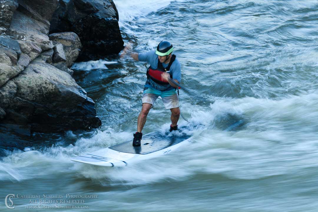 20200612_013: horizontal, whitewater, surfing, O'deck, long exposure, Potomac River, motion blur, standup paddleboard