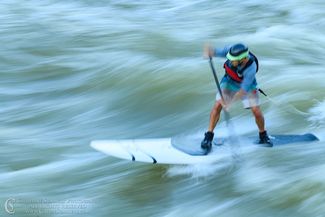 20200612_021: horizontal, whitewater, surfing, O'deck, long exposure, Potomac River, motion blur, standup paddleboard
