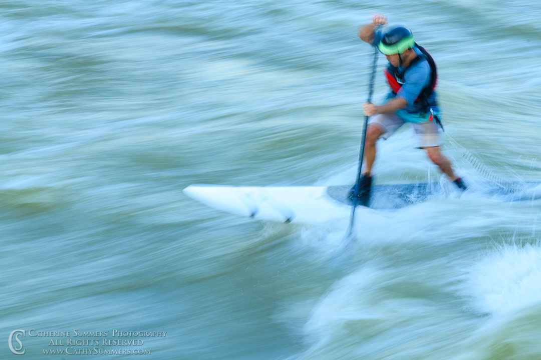 20200612_022: horizontal, whitewater, surfing, O'deck, long exposure, Potomac River, motion blur, standup paddleboard