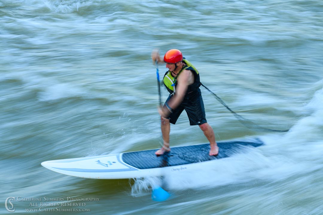 20200612_024: horizontal, whitewater, surfing, O'deck, long exposure, Potomac River, motion blur, standup paddleboard