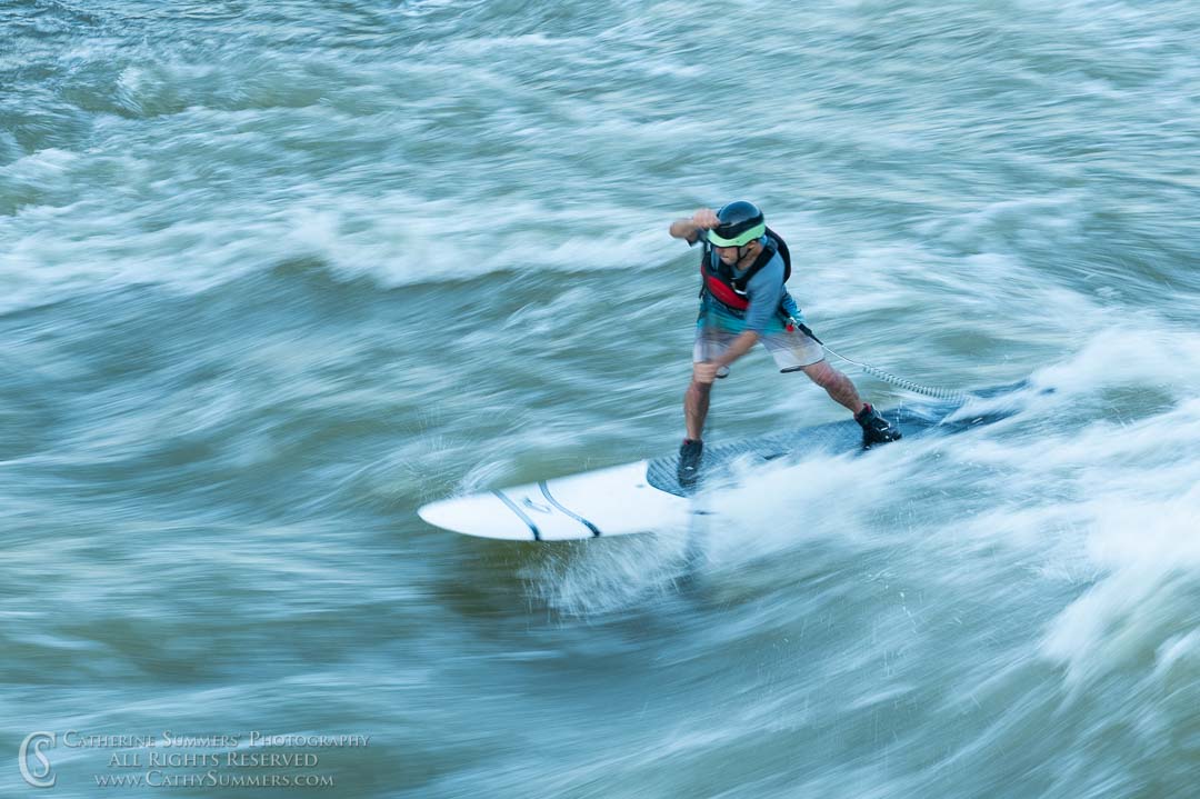 20200612_029: horizontal, whitewater, surfing, O'deck, long exposure, Potomac River, motion blur, standup paddleboard