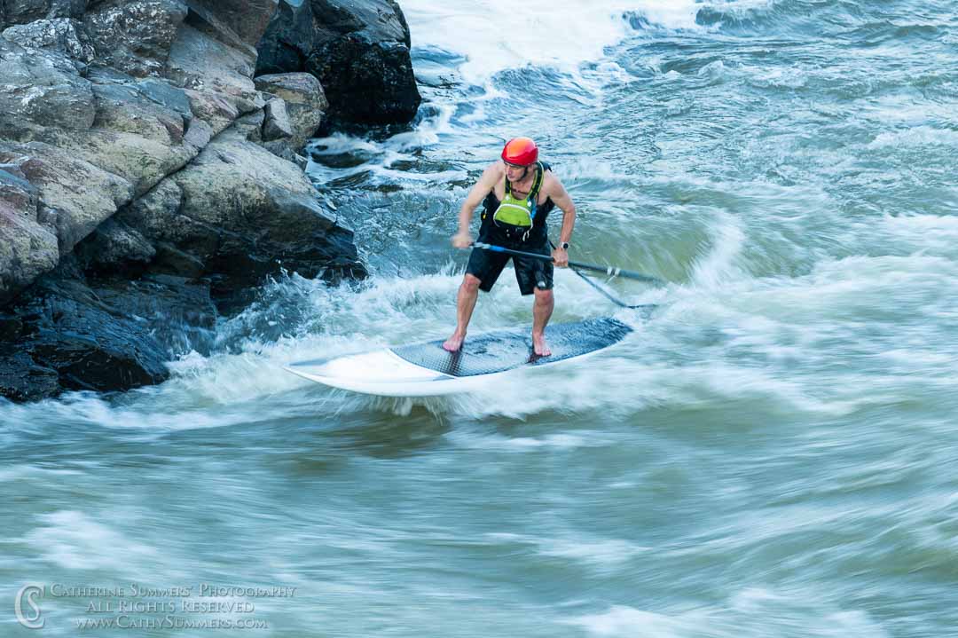 20200612_031: horizontal, whitewater, surfing, O'deck, long exposure, Potomac River, motion blur, standup paddleboard