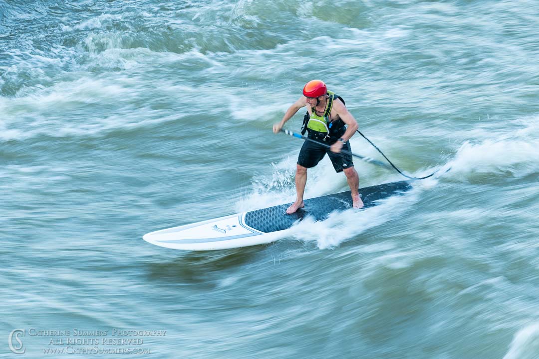 20200612_033: horizontal, whitewater, surfing, O'deck, long exposure, Potomac River, motion blur, standup paddleboard
