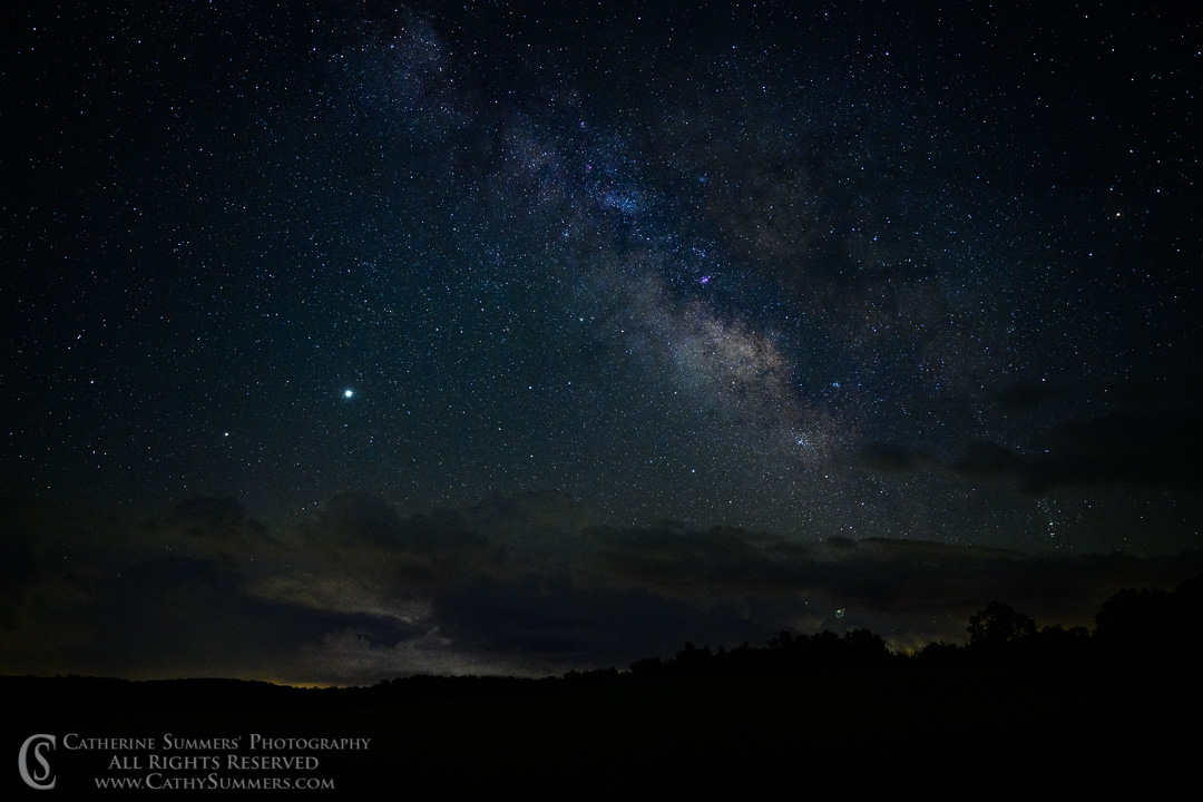 Jupiter and Saturn with the Milkw Way Over Big Meadows on a Summer Night in Shenandoah National Park