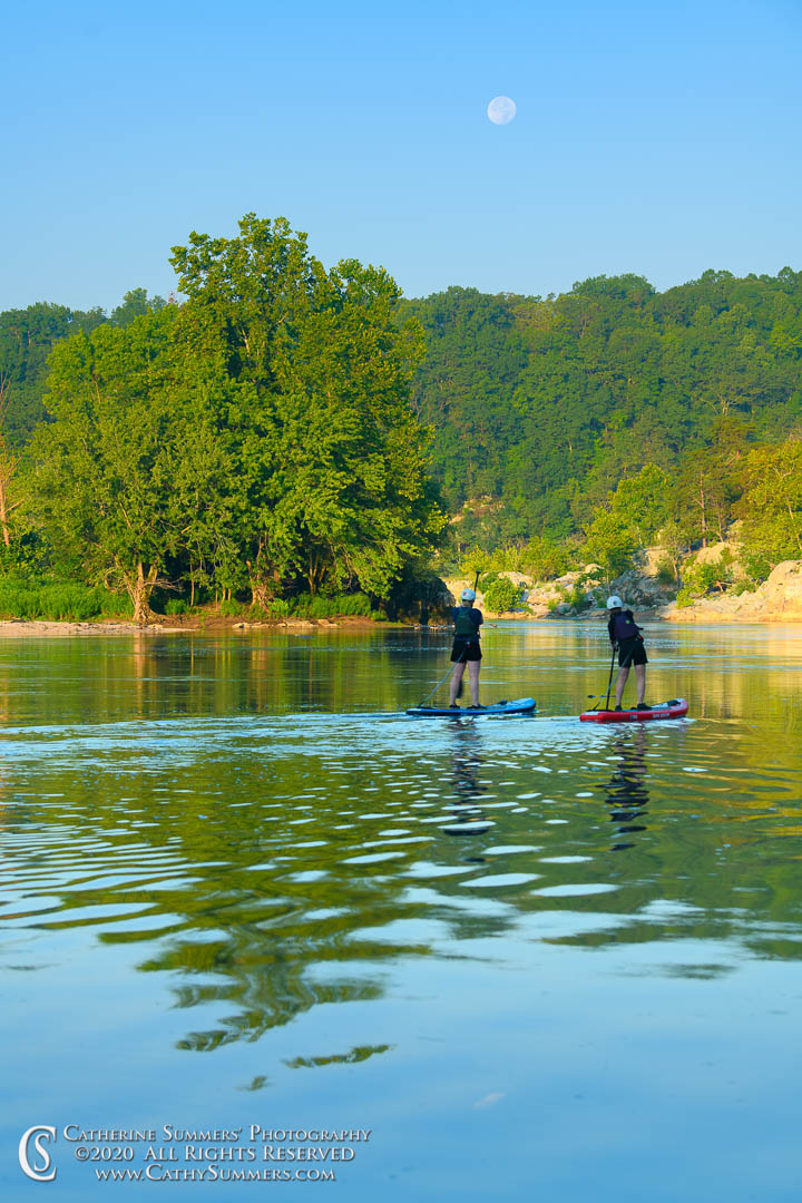 Paddleboarders Headed Upstream on an Summer Morning at Old Anglers' Inn on the Potomac River.