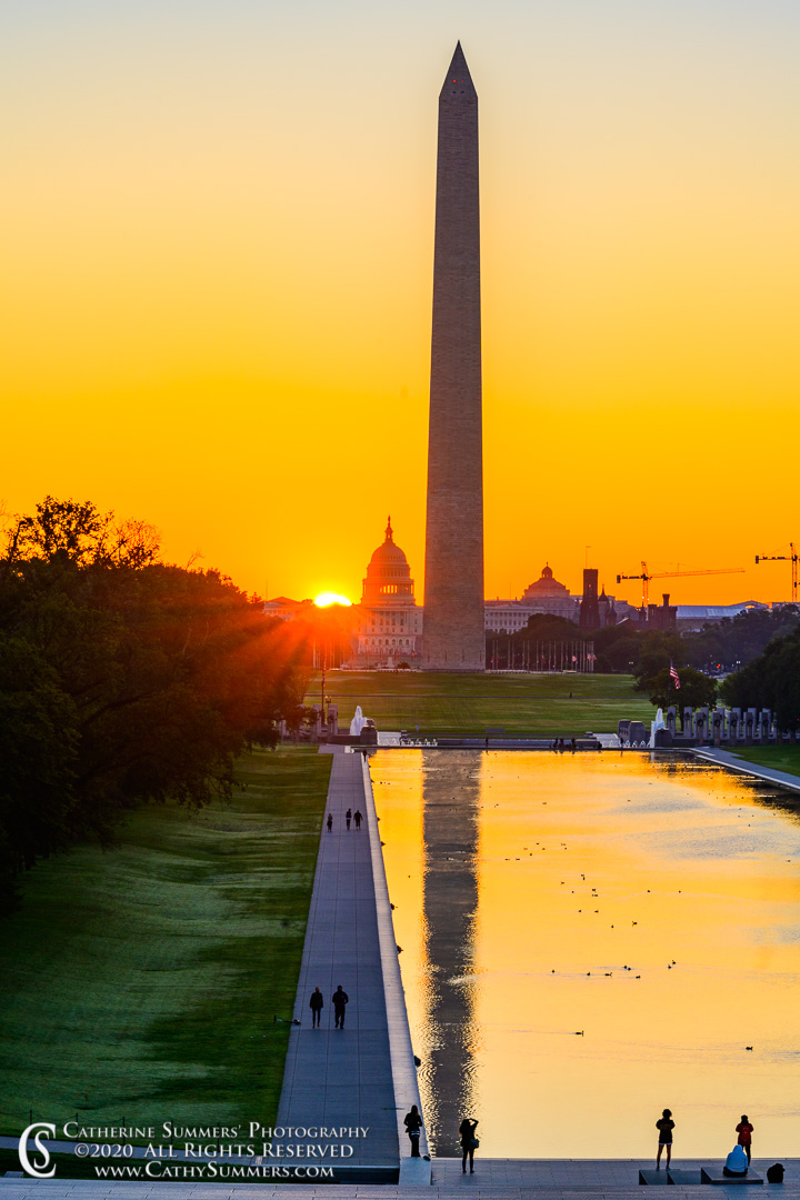 Sunrise Behind the US Capitol and Washington Monument