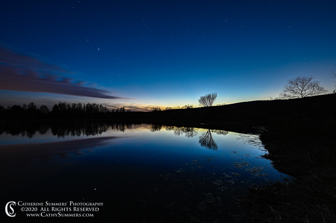 Stars Coming Out as Sunset Fades at Sky Meadows State Park's Turner Pond