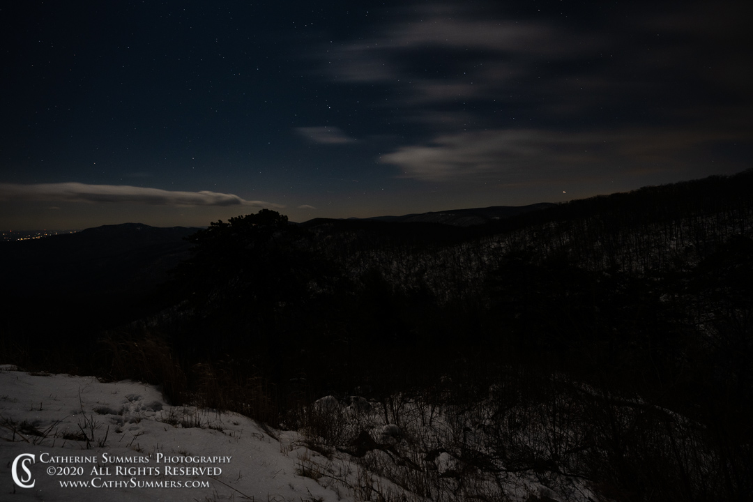 A Moonlit Winter Night at the Pinnacles Overlook on Skyline Drive