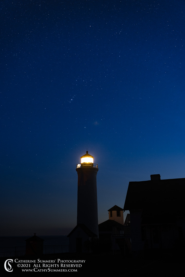 Orion Over the Tibbets Point Lighthouse as the last of the Sunset Fades Away