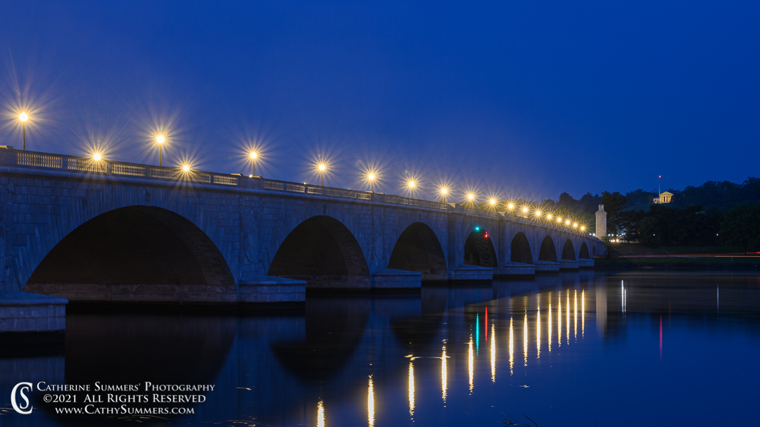 Memorial Bridge and Arlington House Before Sunrise on a Cloudy Spring Morning